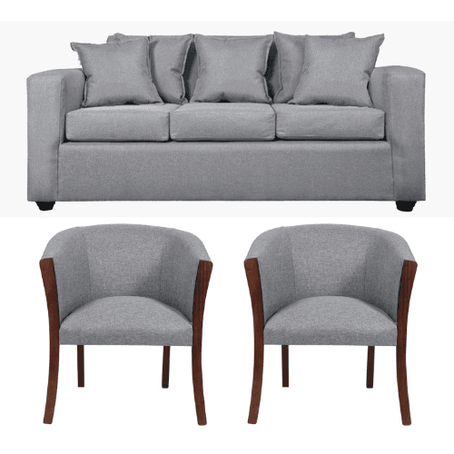 Living Kabul 311 Sofa y Sillones tipo Sitial Gris Claro