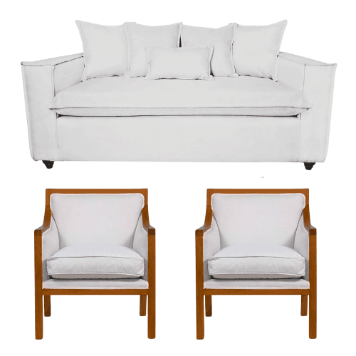 Living Domenico 311 Sofá y Sillones tipo Sitial Blanco Hueso