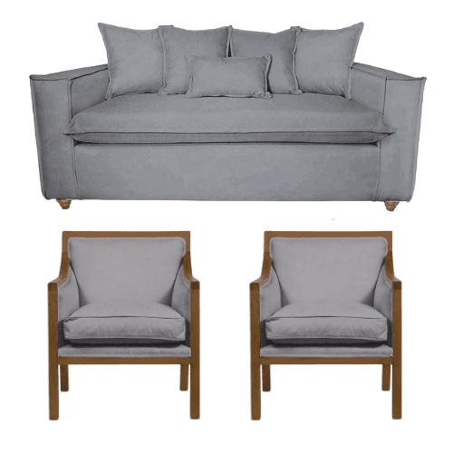 Living Domenico 311 Sofá y Sillones tipo Sitial Gris Claro