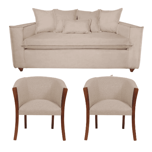 Living bubha 311 Sofá 3 Cuerpos y Sillones tipo Sitial Beige