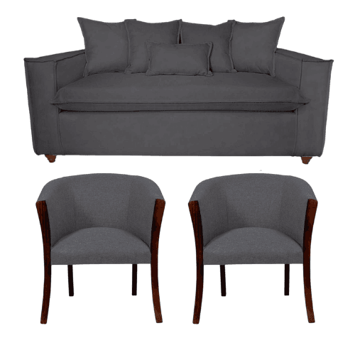 Living bubha 311 Sofá 3 Cuerpos y Sillones tipo Sitial Gris Marengo