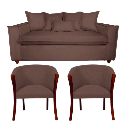 Living bubha 311 Sofá 3 Cuerpos y Sillones tipo Sitial Café