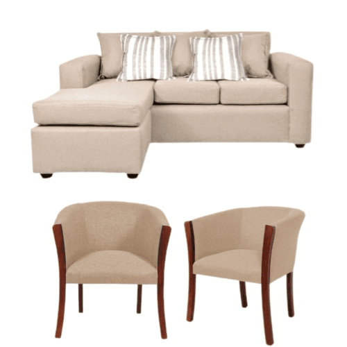 Living Boheme 311 Sofá Seccional y 2 Sitiales Enfundados Beige