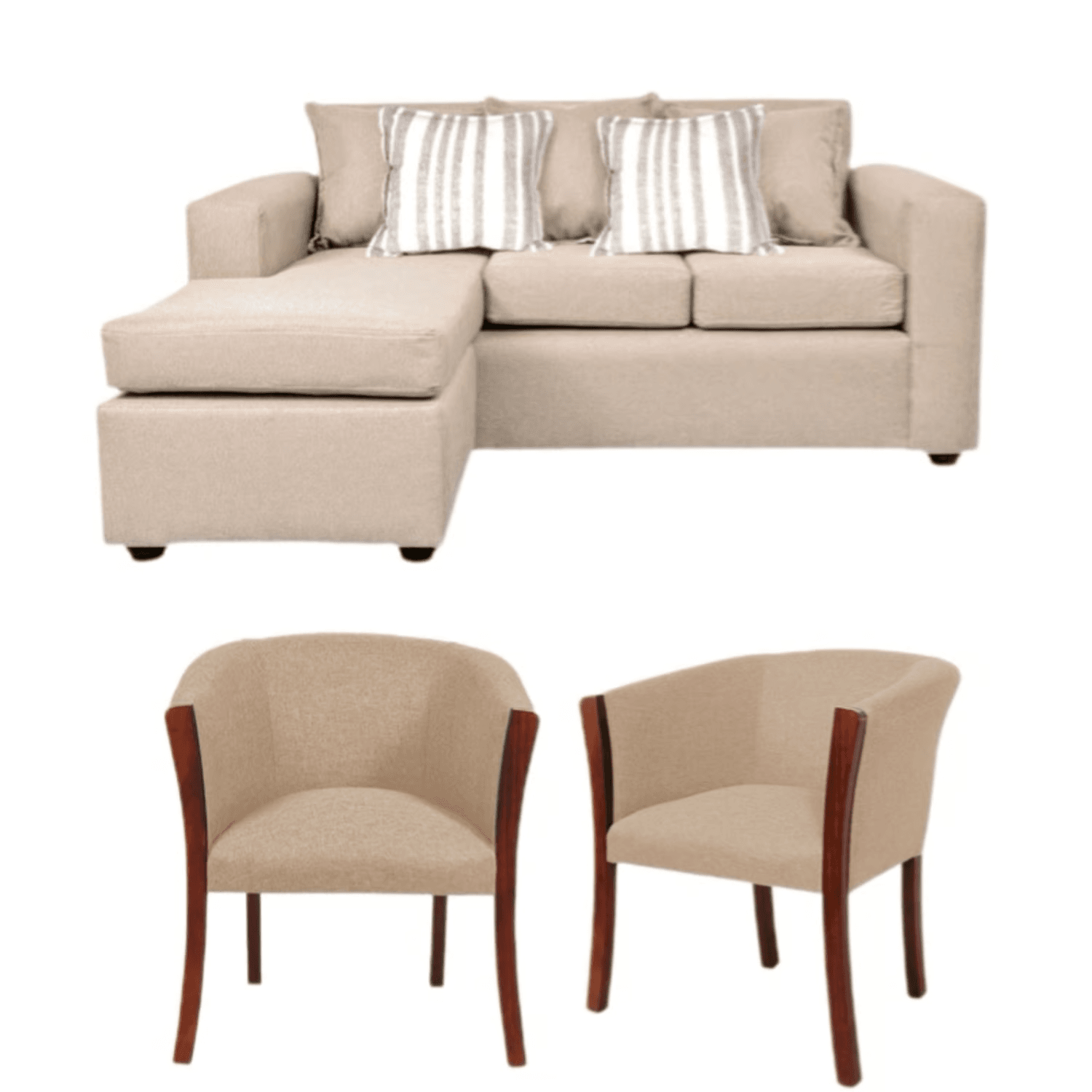 Living Boheme 311 Sofá Seccional y 2 Sitiales Enfundados Beige
