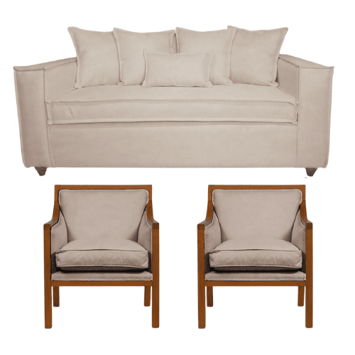 Living Baco 311 y Sillones tipo Sitial Beige