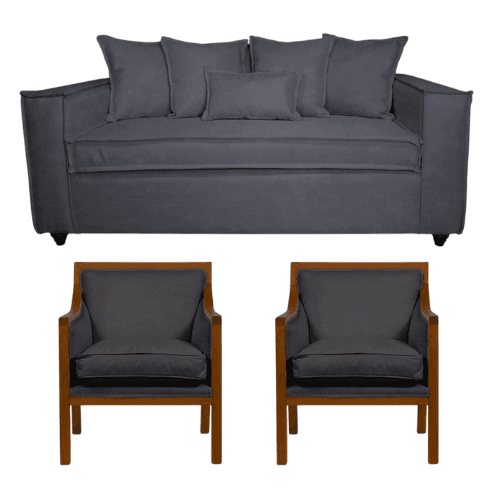 Living Baco 311 y Sillones tipo Sitial Gris Marengo