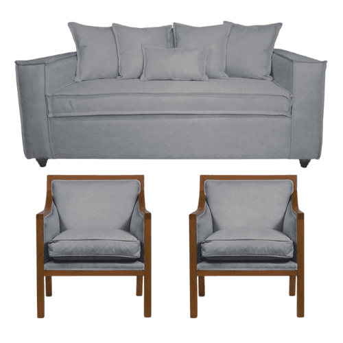 Living Baco 311 y Sillones tipo Sitial Gris Claro