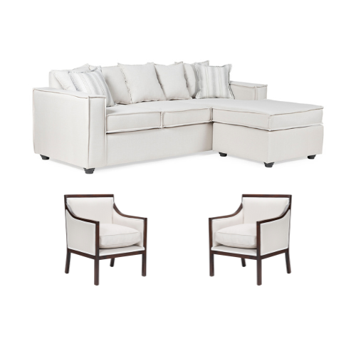 SOFA INTERCAMBIABLE LEHMANN & 2 SILLONES GEORGE BLANCO BONE