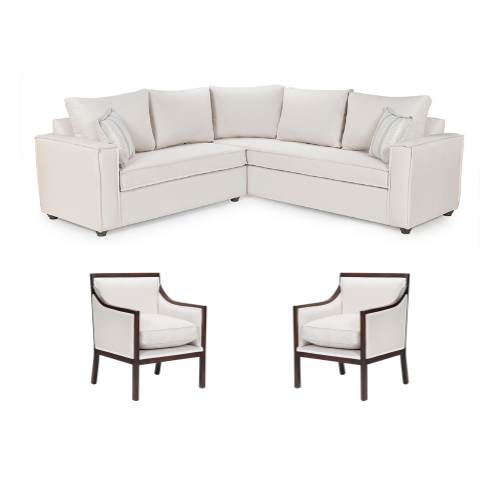 SOFA SECCIONAL MATILDA(2) & 2 SILLONES GEORGE BLANCO BONE