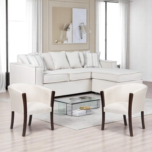 SOFA INTERCAMBIABLE LEHMANN & 2 SILLONES TIPO SITIAL BLANCO BONE