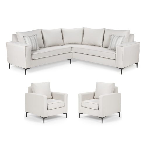 Seccional George & 2 poltronas Venetto Blanco Bone