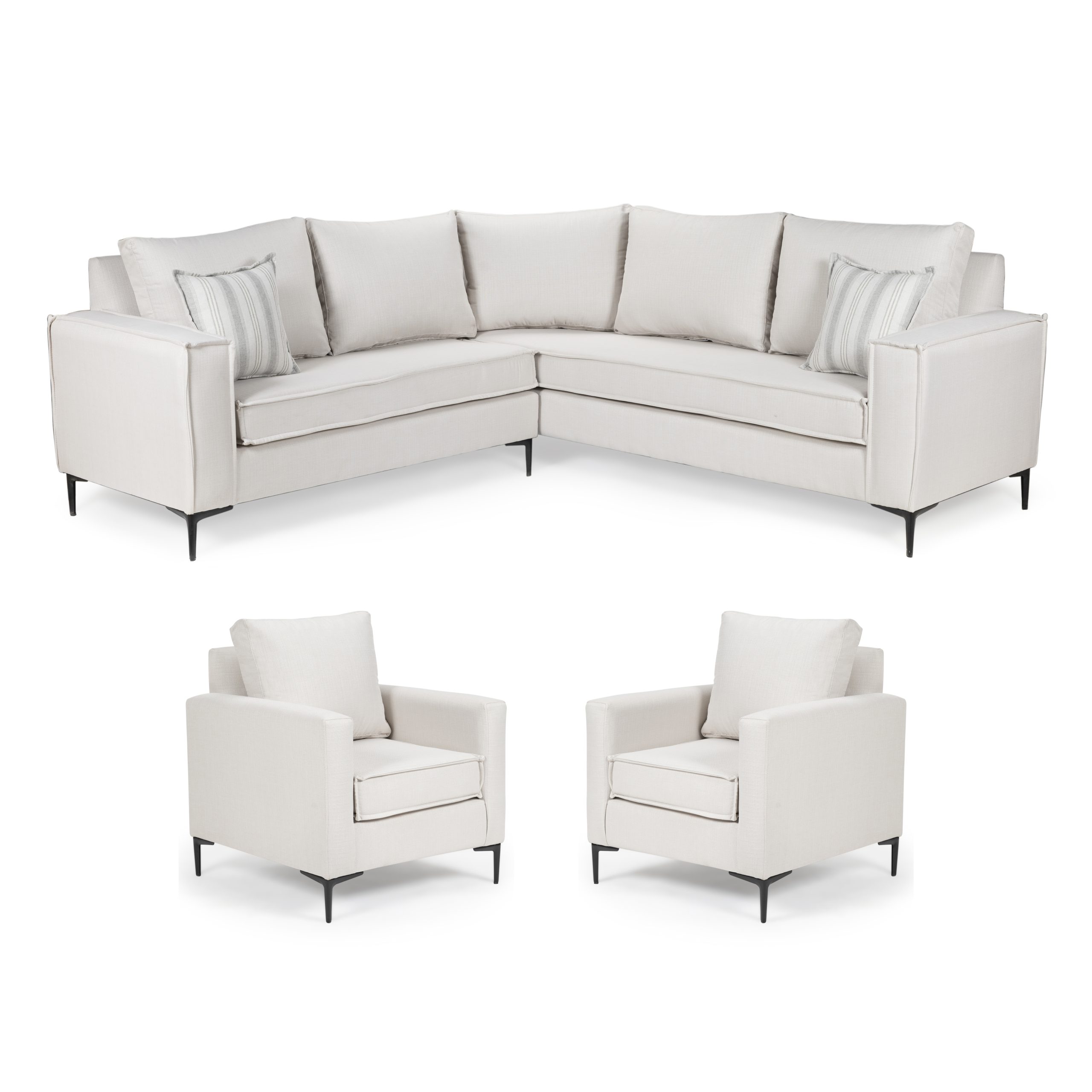 Seccional George & 2 poltronas Venetto Blanco Bone