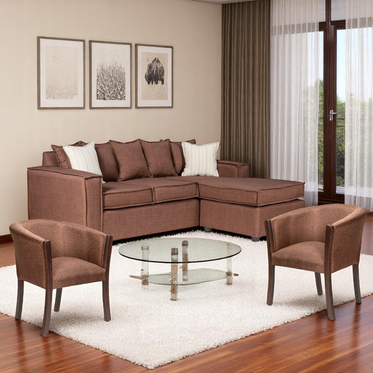 SOFA INTERCAMBIABLE LEHMANN & 2 SILLONES TIPO SITIAL CAFÈ