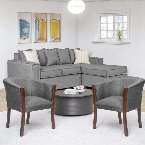 SOFA INTERCAMBIABLE LEHMANN & 2 SILLONES TIPO SITIAL GRIS CLARO