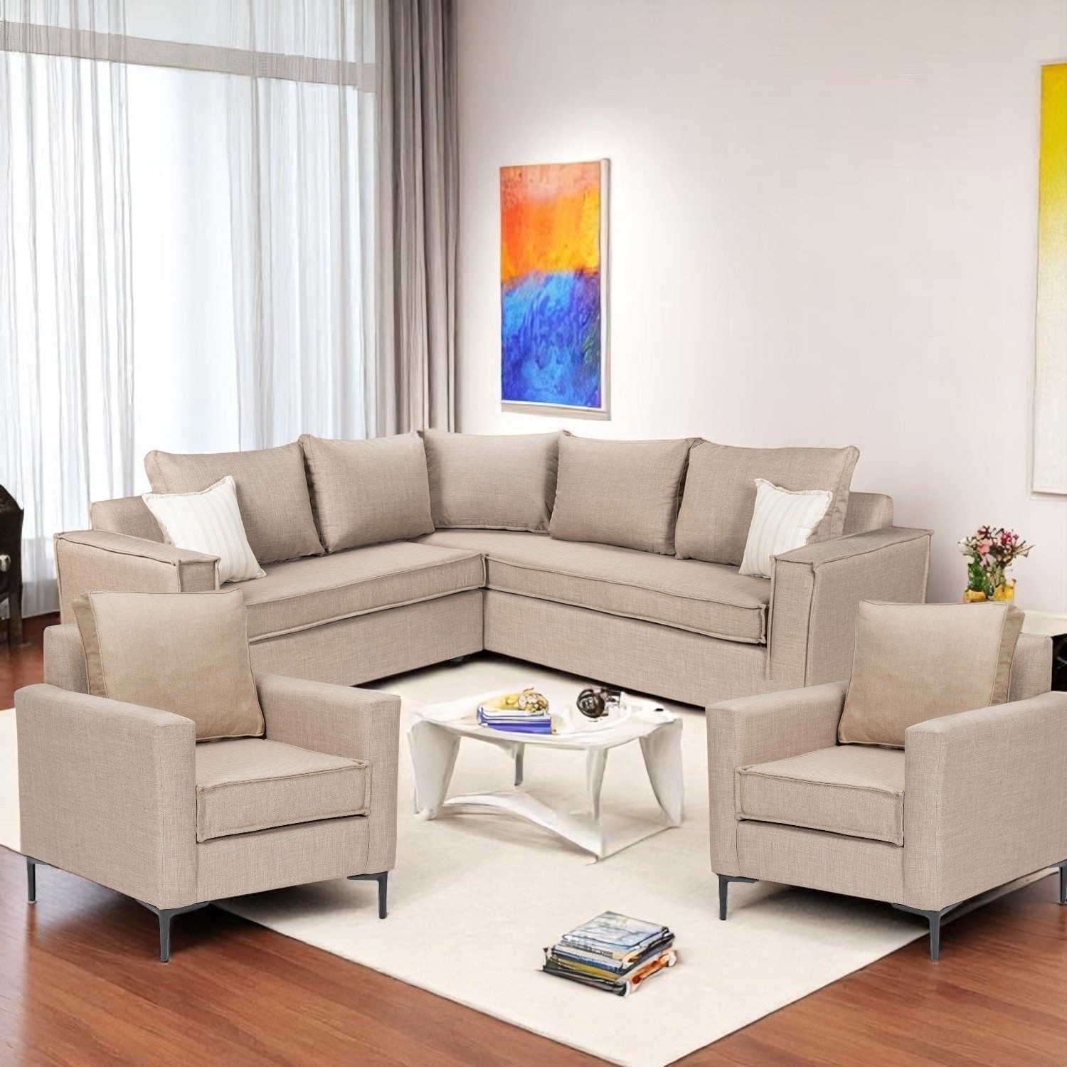 SOFA SECCIONAL MATILDA(2) & 2 POLTRONAS VENETTO BEIGE
