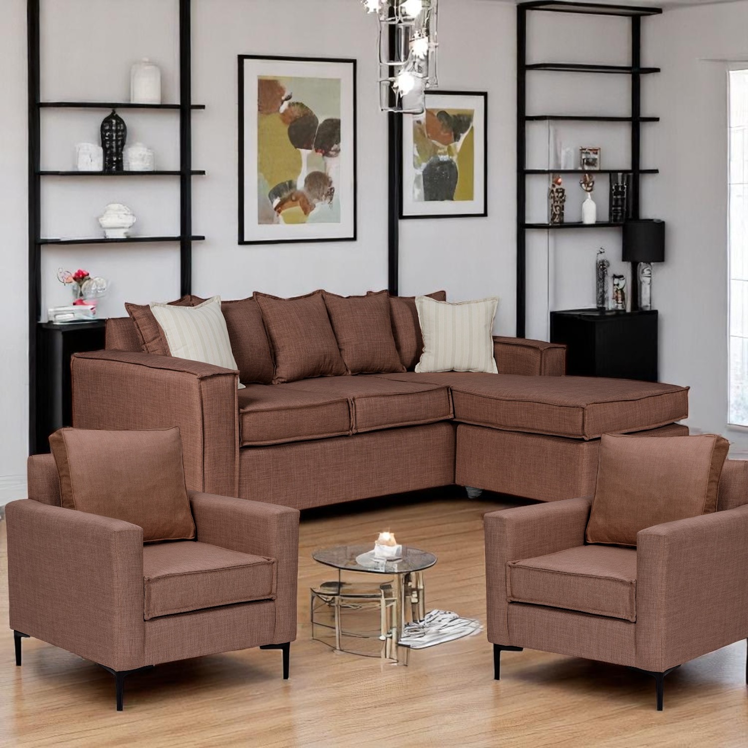 SOFA INTERCAMBIABLE LEHMANN & 2 POLTRONAS VENETTO CAFÈ